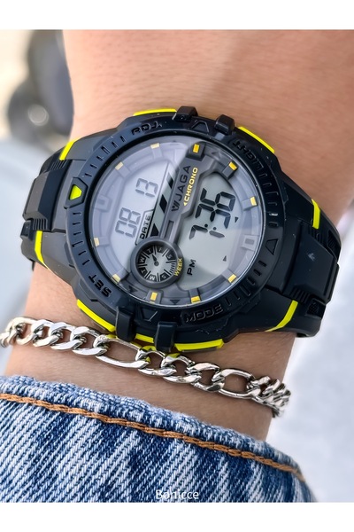 Jaga 45MM Havuz Deniz Kullanım,Işıklı,Takvimli,Kronometreli SİYAH Silikon Dijital SPOR Kadın Kol Saati