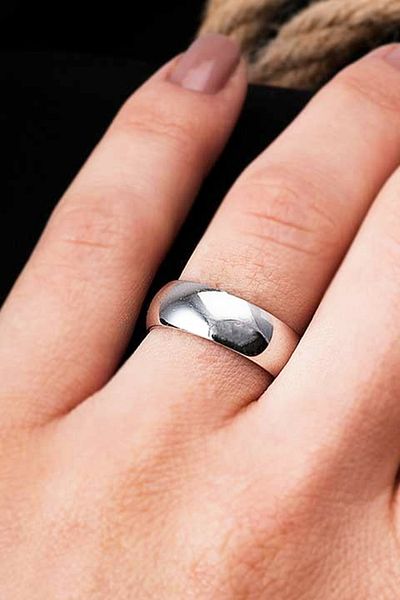 ARTEMİSİA Unisex 6mm Thin Curved Steel Wedding Band Ring