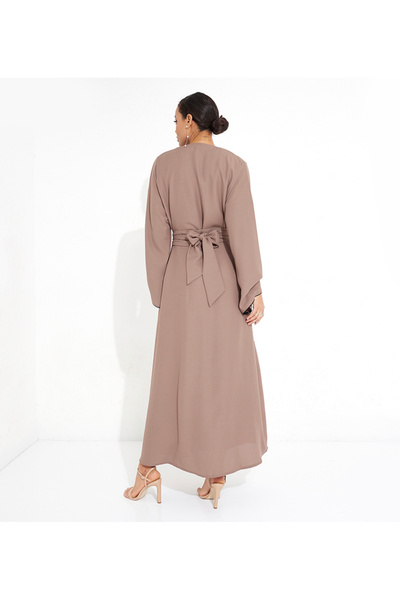 Rosette Abaya Brown Piping