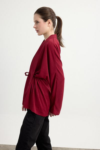 Birgül Bektaş Burgundy Crashed Kimono