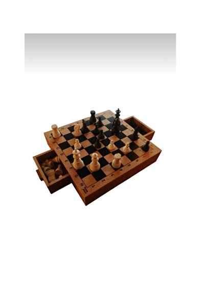 abnturk Çekmeceli Lüks Ahşap Satranç Takımı