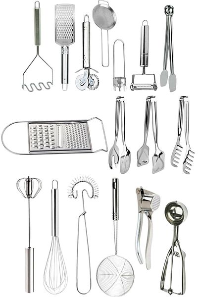 Mirilliahome 17-Piece Stainless Steel Kitchen Serving Set – Practical Preparation and Dowry Set