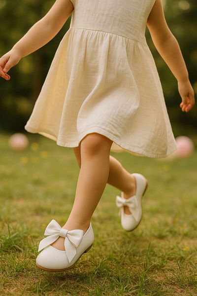SIRRI Girl's Amira Velcro and Bow Ballerina Shoes