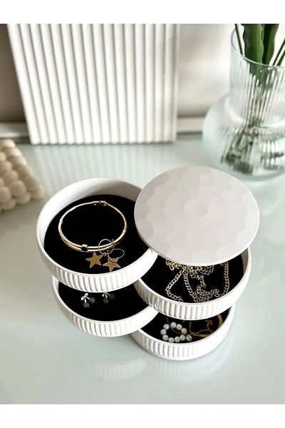 Leony Rotary 4 Tiers Jewelry Organizer - Jewelry Ring Box Organizer Necklace Organizer Earring Storage Box