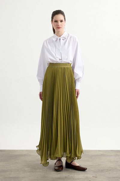 Birgül Bektaş Green Line Chiffon Skirt