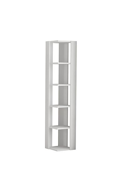 Mourah Home Nati 6-Tier Corner Bookcase – Modern Floor Cabinet Storage Book Shelf for Living Room