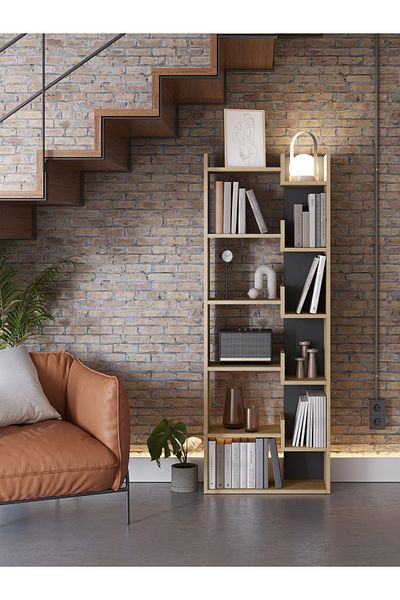 Mourah Home Oppa 4-Tier Bookcase – Modern Floor Cabinet & Display Book Shelf for Living Room/Bedroom