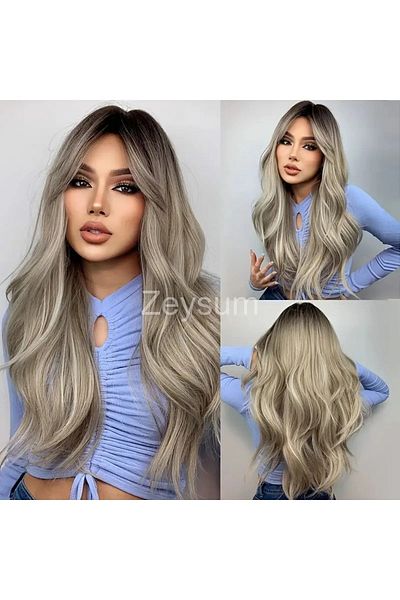 Zeysum Gray Half Moon Hair Snap Wavy Hairpiece Toupee 60 cm 120Gr Heat Resistant