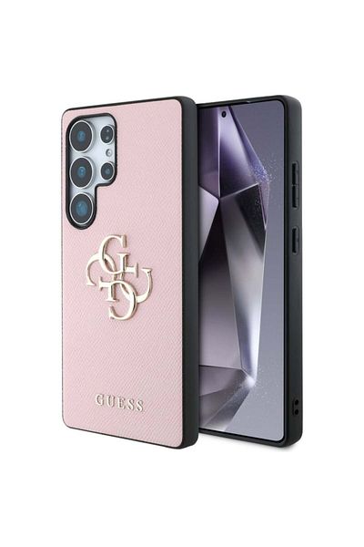 Guess Case for Samsung Galaxy S25 Ultra, Guess, Hardcase Grained Big and Classic, Pink