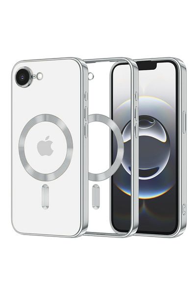 SKYDDAR INNOVATION IPhone 16e Case, Luxury Shield Magsafe, Shockproof Protection, sticker set, Silver