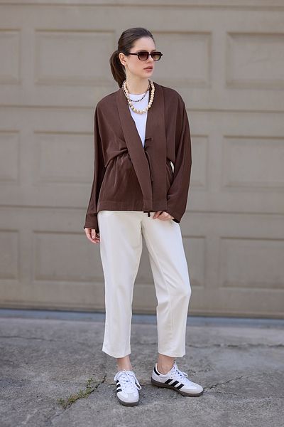 Birgül Bektaş Brown Crashed Kimono