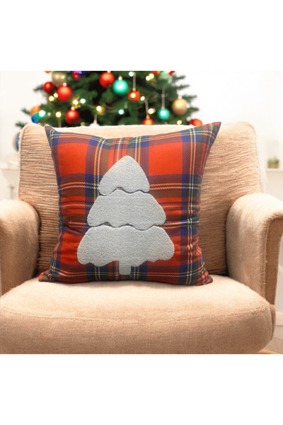 ASDİVA Аутлет Новорічний чохол для подушки Червона картата тканина Білий Punc...