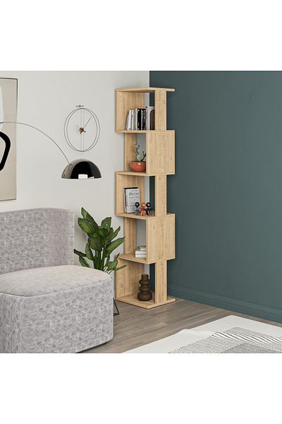 Mourah Home Piri 6-Tier Corner Bookcase – Modern Storage Unit Display Book Shelf for Any Room Decor