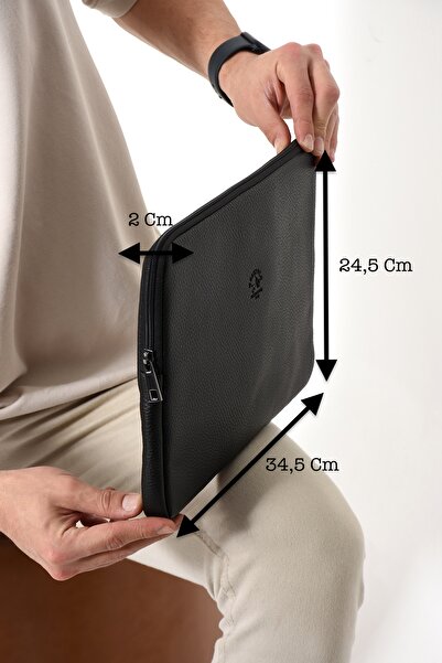 Westpolo Vegan Deri Unisex Laptop, Evrak Çantası - Siyah