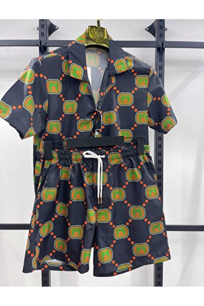 Marka Casablanca Çok Renkli Figür Desenli Gömlek Elbise Takım-Renkli Baskı Gö...