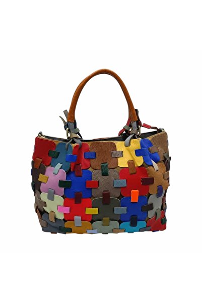 EVoStyle Geantă Damă EVoStyle Jasmine 3361, Piele Naturală, Multicolor, 35 x 30 x 12 cm
