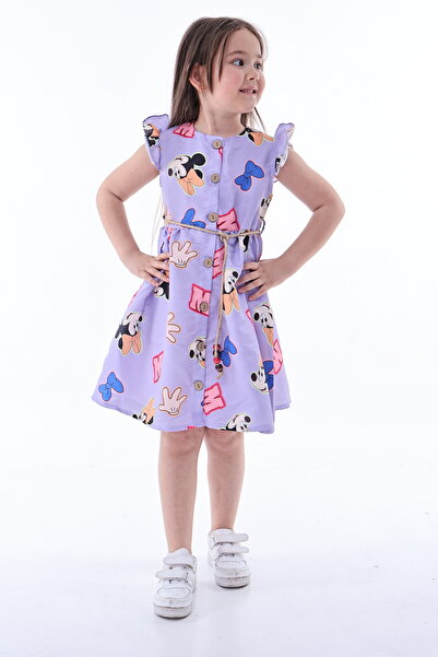 Genel Markalar Baskılı Önden Düğmeli Elbise