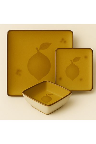 Cesiro 3-piece plate and bowl set, Frutta Pear, Ceramica, Cesiro