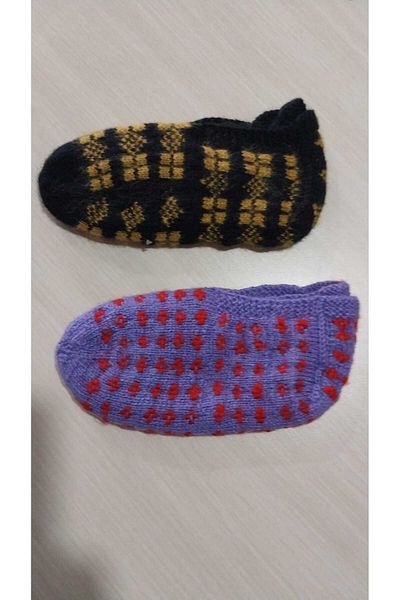 Papatyam 2 Pieces of Hand Knitted Five Needles/Handmade Booties/Dowry Booties/Knitting/Home Booties/Handmade Socks