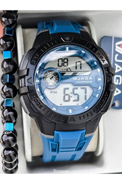 Jaga 45MM Havuz Deniz Kullanım,Işıklı,Takvimli,Kronometreli Lacivert Silikon ...