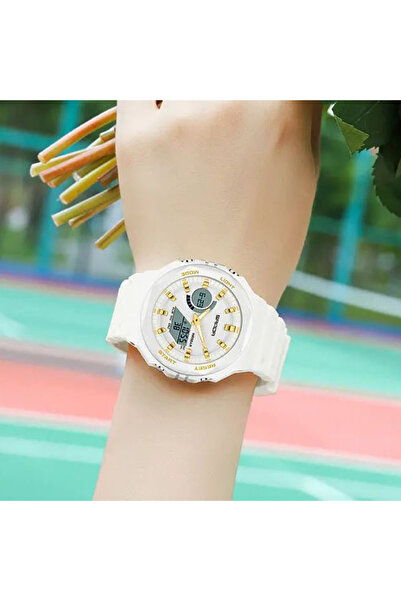 REDz Accessories Storm Glow Watch, Sports, Stopwatch and Alarm, for Men, Digital Display, Silicone Strap, White-Gold