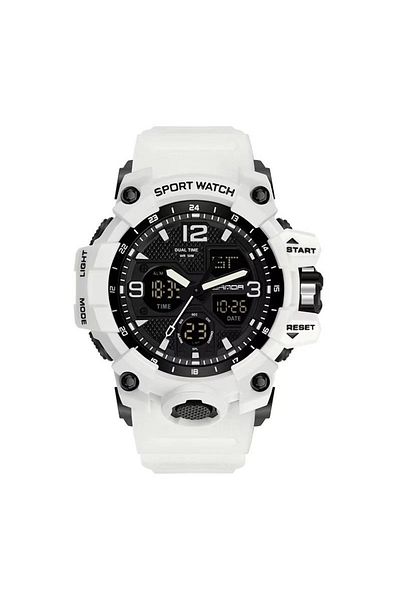 REDz Accessories Marathon Watch, Sports, for Men, Stopwatch and Alarm, Digital Date, Silicone Strap, White