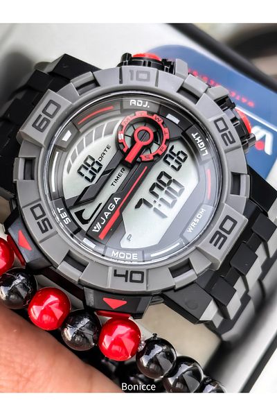 Jaga 50mm Pool Sea Use,Lighted,Calendar,Chronometer Black Silicone Digital Sport Women Wrist Watch