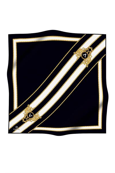 Vissona Twill Silk Φουλάρι Μαύρο, Κρεμ