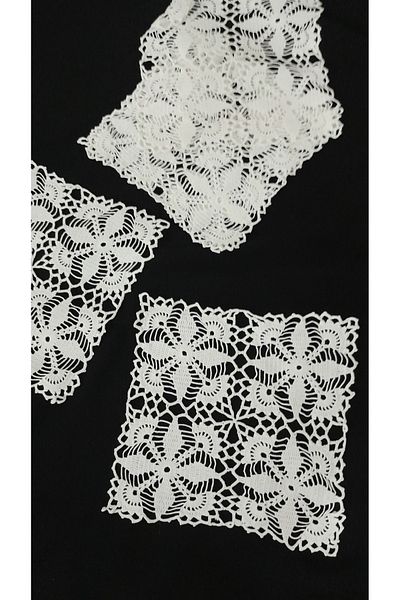 Papatyam Hand Knitted Crocheted 5 Pcs Napkin (20X20) Display Kit Lace/Vintage/Handcrafted Dowry Lace/Cotton Rope