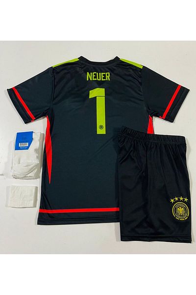 DAYIBALI DÜKKAN Dayibali Neuer Germany Euro 24 Goalkeeper Kids Black Orange Jersey Set of 3