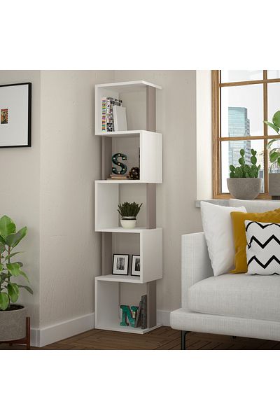 Mourah Home Piri 6-Tier Corner Bookcase – Modern Storage Unit Display Book Shelf for Any Room Decor