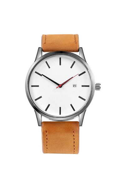 REDz Accessories Men's Watch, Chronograph Model, Leather, Brown/White