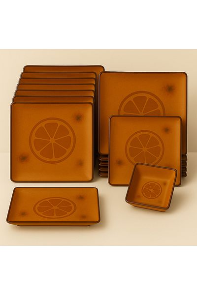 Cesiro 3-piece plate and bowl set, Frutta Grapefruit, Ceramica, Cesiro