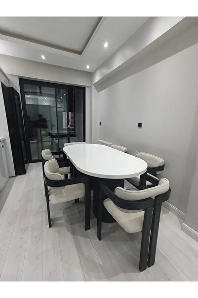 SEZBİL Bohem Masa Takımı Ahşap T 6 Kişilik Masa Sandalye İskandinav Takımı