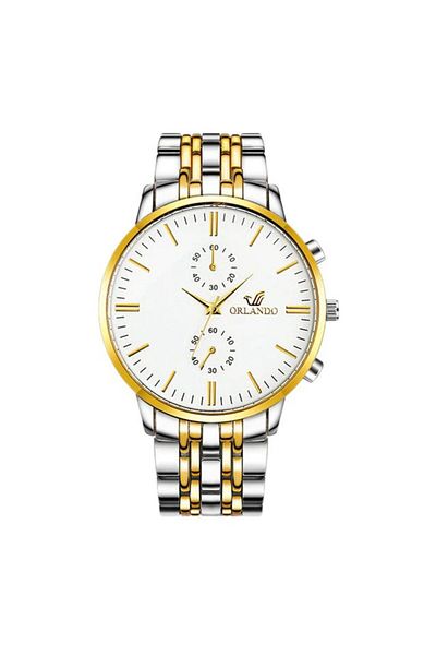REDz Accessories Orlando Watch, Men, Stainless-Steel, Silver-Gold-White
