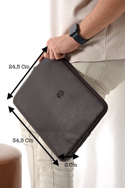 Westpolo Vegan Deri Unisex Laptop, Evrak Çantası - Kahverengi