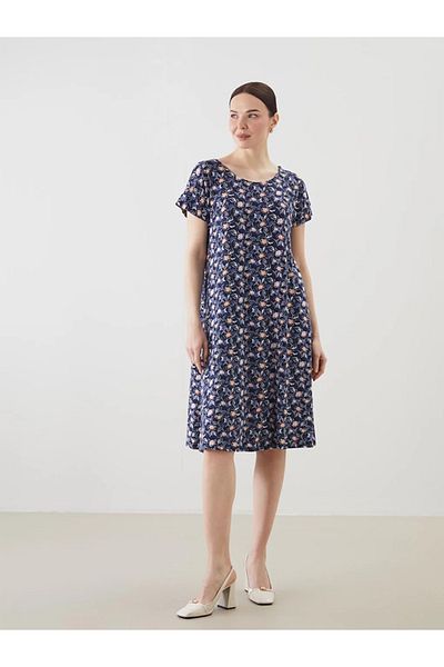 LC Waikiki Lcw grace petrol crew neck floral women's dress
