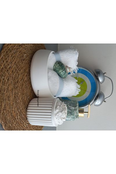 Ebruli Rosegarden Decorative Large Size Concrete Bowl, Candle Bowl, Coffee Table Object, Bathroom Towel Organizer and Tealight Candle
