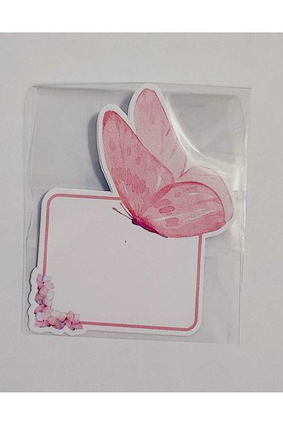 Özcan Toptan Tuhafiye Gift Pink Butterfly Patterned Notepad | Note Paper | Notepad