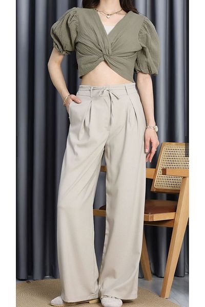 Özkaya giyim Tie Fabric Pants Gray