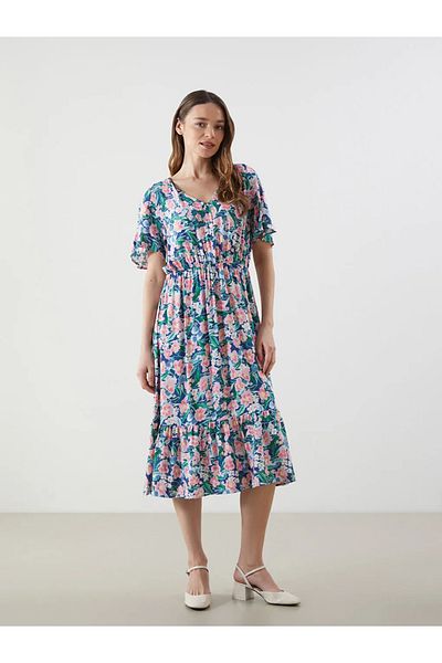 LC Waikiki Lcwaikiki classic mixed v-neck floral women's dress