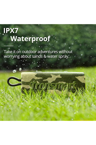 Tronsmart مكبر صوت ترونسمارت تريب ميني المحمول بتقنية البلوتوث، بلوتوث 5.3، 20 ساعة، ميكروفون وقت اللعب، مقاوم للماء (مموه)