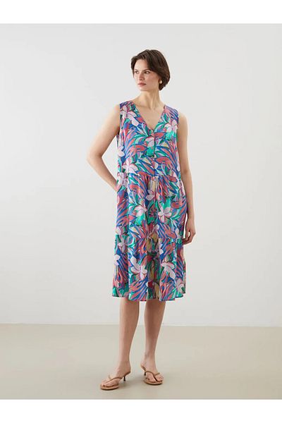 LC Waikiki Lcwaikiki Classic Mixed V-Neck Floral Dress