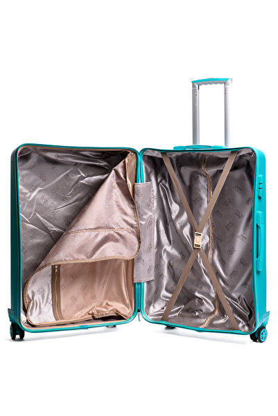 Travel POLO Troler cabina avion.Valiza din PP, TRAVEL POLO, A1017, 57x36x25cm.Bagaj de mana cu roti duble, Cyan