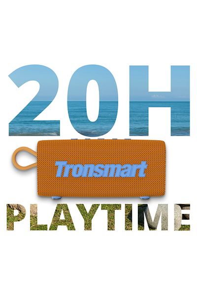 Tronsmart مكبر صوت ترونسمارت تريب ميني المحمول بتقنية البلوتوث، بلوتوث 5.3، 20 ساعة، ميكروفون وقت اللعب، مقاوم للماء (برتقالي)