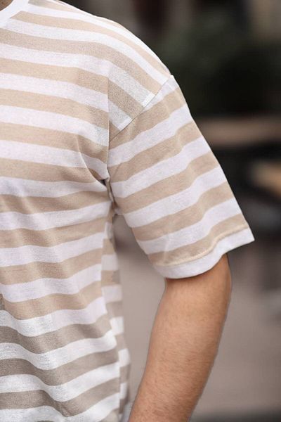 TMB Striped Crew Neck T-Shirt Cream