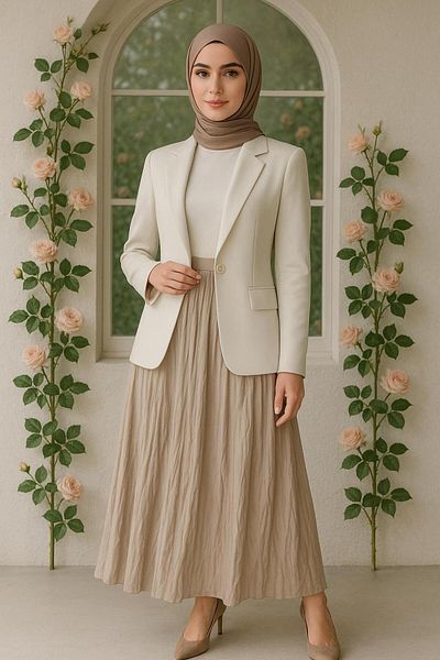 SEVA TEKSTİL White Pleated Long Skirt