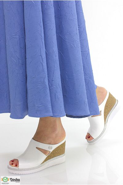 Mammamia Women's Genuine Leather Wedge Heel Stylish Daily Slippers M26Yt1455