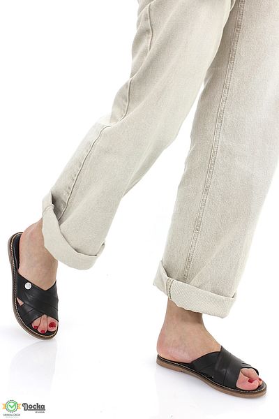Mammamia Women's Daily Genuine Leather Flat Sole Slippers M26Yt1365