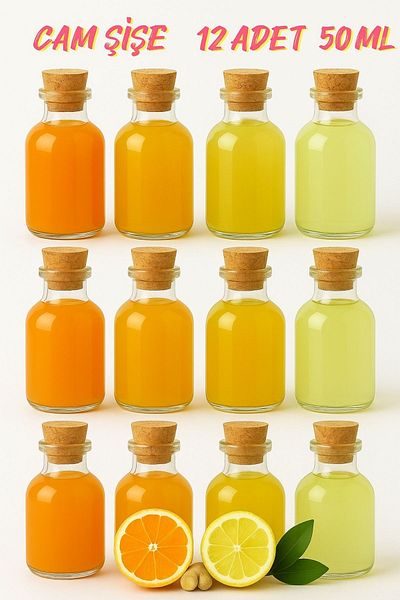 Rotanev 12Pcs Clear Glass Shot Bottle with Cork Stopper Gift Cologne Fragrance Ornament Multi-Purpose Bottle 50ml